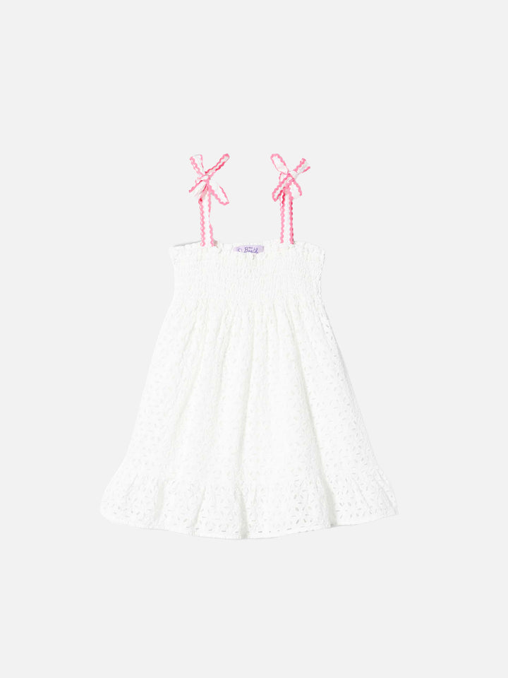 Girl white Sangallo dress - MC2 Saint Barth