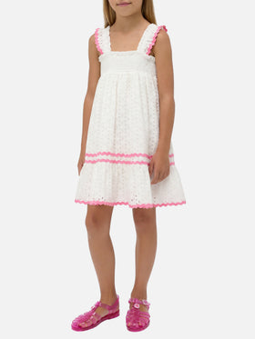 Weißes Sangallo-Kleid für Mädchen