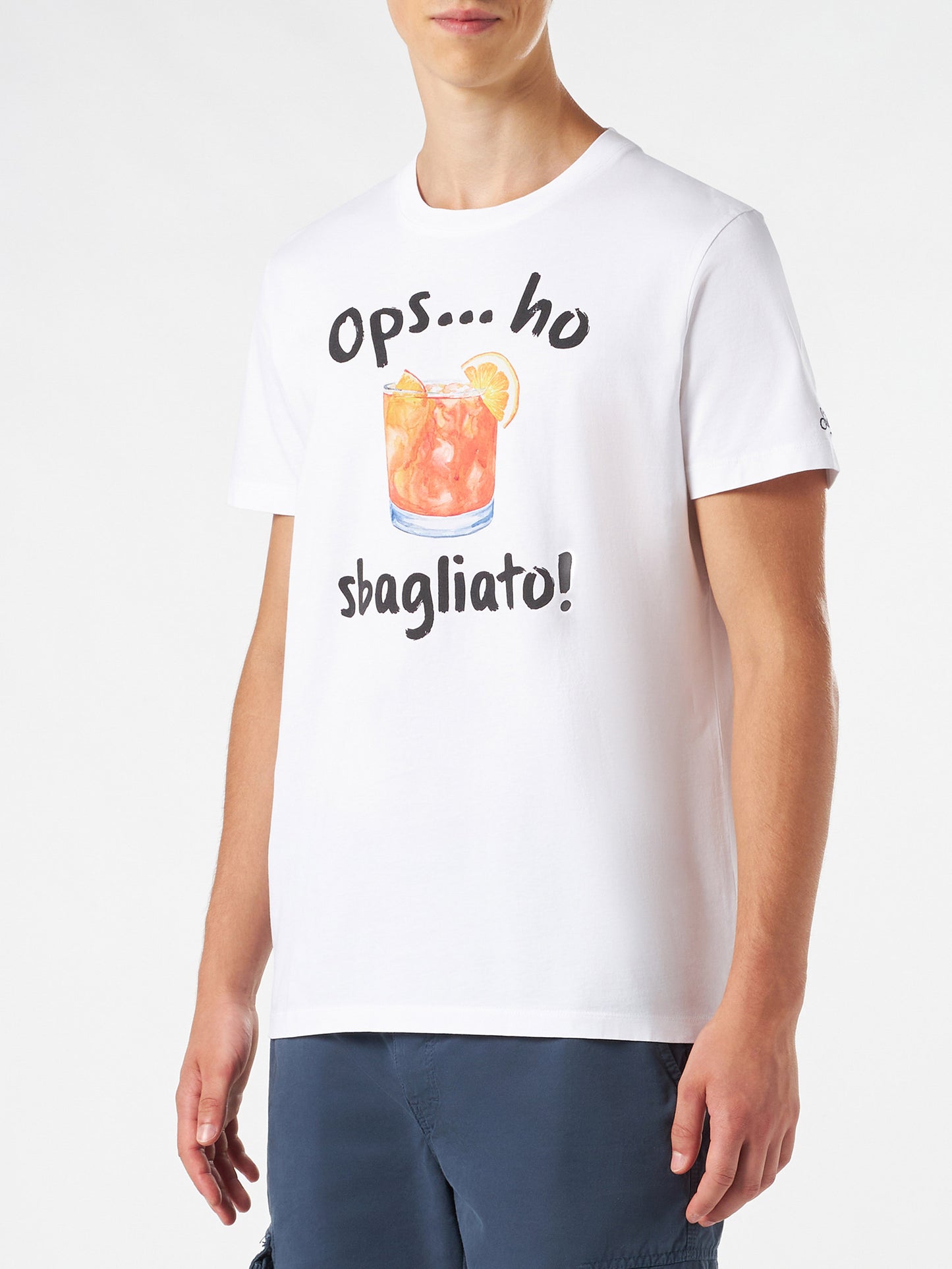 Man cotton t-shirt with Sbagliato drink print - MC2 Saint Barth