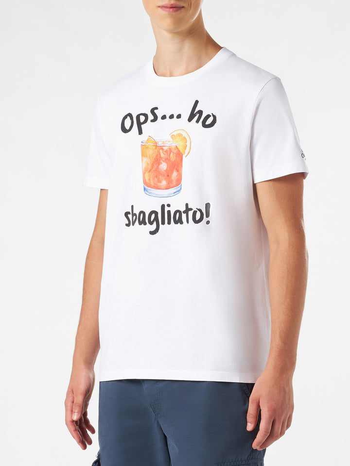 Man cotton t-shirt with Sbagliato drink print - MC2 Saint Barth