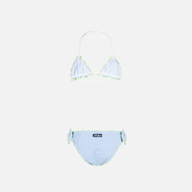Girl triangle seersucker bikini with stripes - MC2 Saint Barth