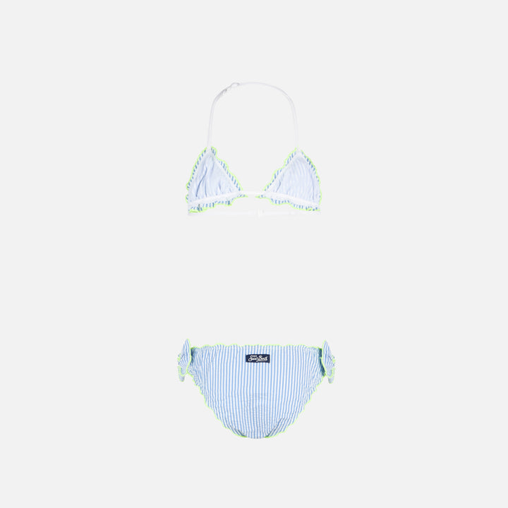 Girl triangle seersucker bikini with stripes - MC2 Saint Barth
