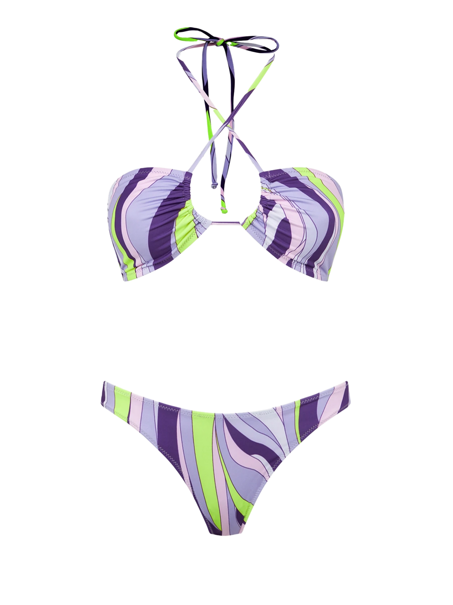 Woman bandeau bikini with shape wave print - MC2 Saint Barth