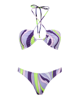 Woman bandeau bikini with shape wave print - MC2 Saint Barth