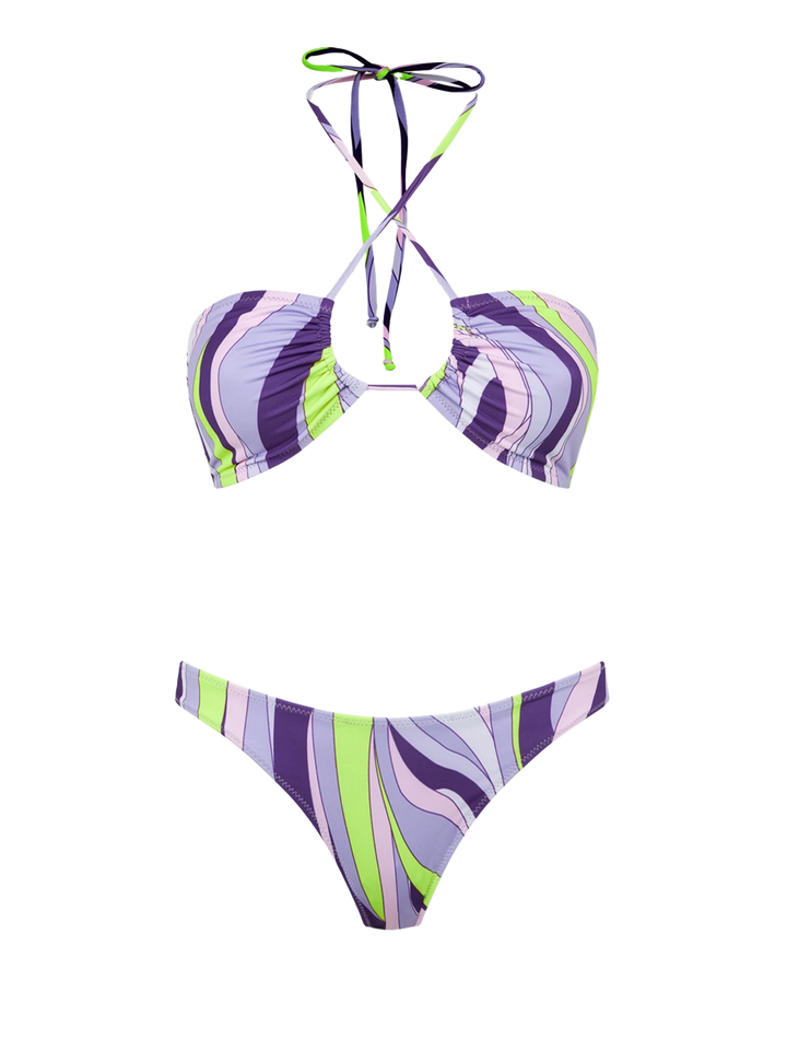 Woman bandeau bikini with shape wave print - MC2 Saint Barth