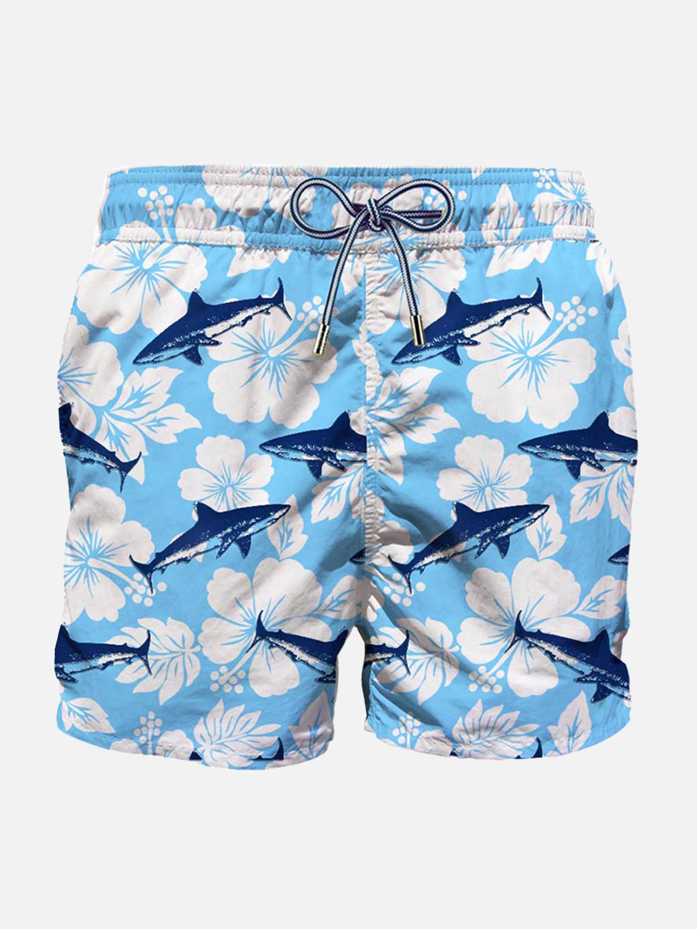Sharks velvet print mid-length swim shorts - MC2 Saint Barth