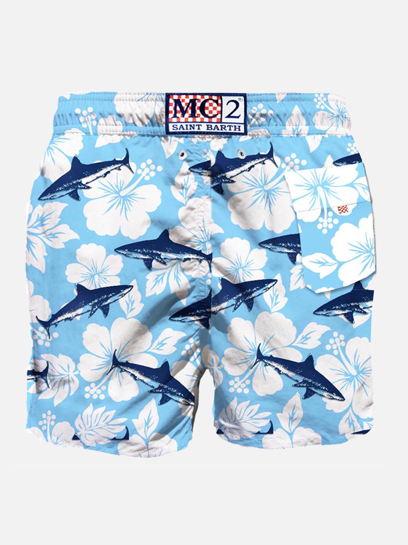 Sharks velvet print mid-length swim shorts - MC2 Saint Barth