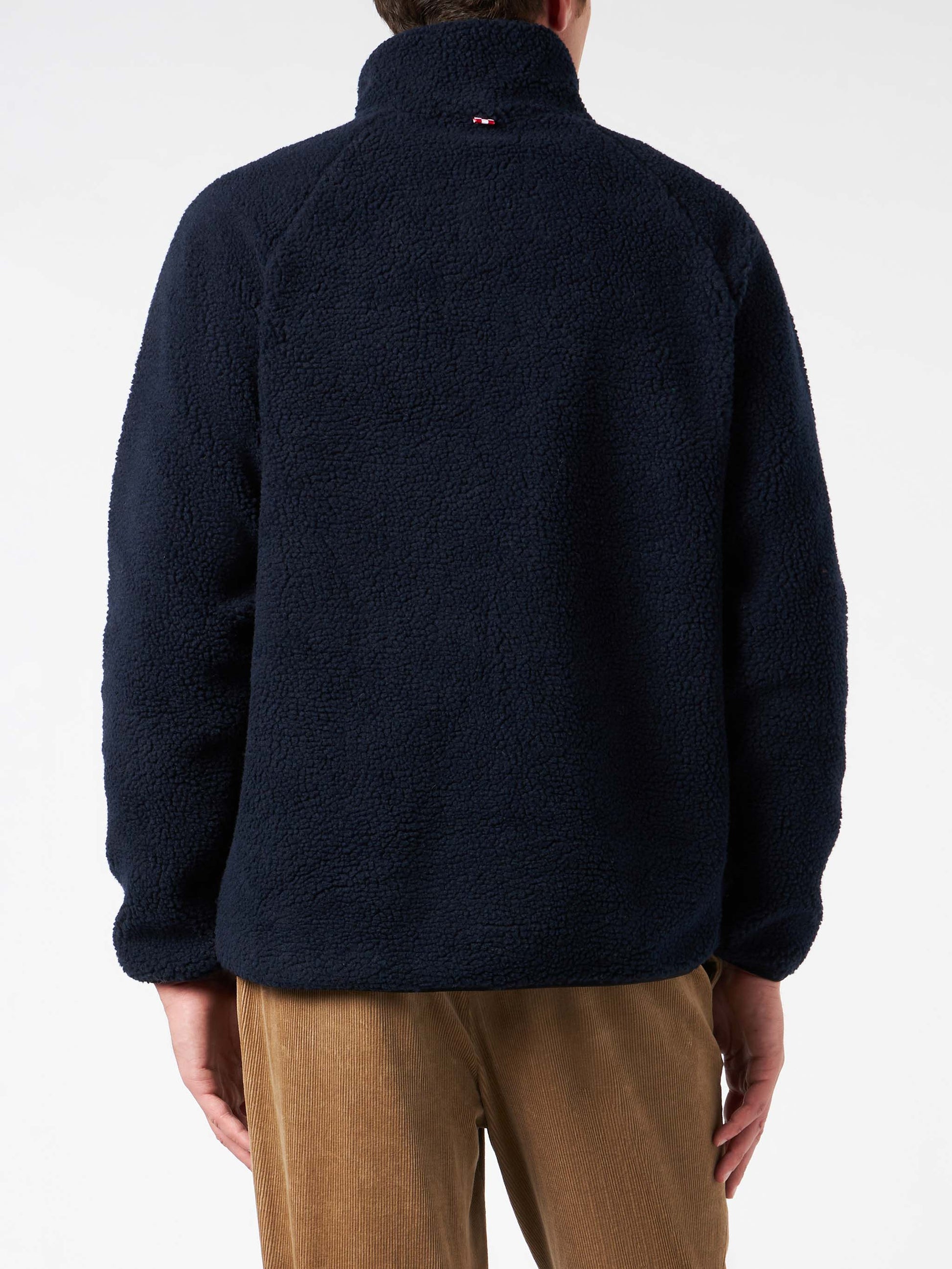 Man blue sherpa jacket with check patch pockets - MC2 Saint Barth