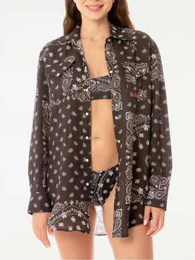 Black linen shirt with trimmings - MC2 Saint Barth