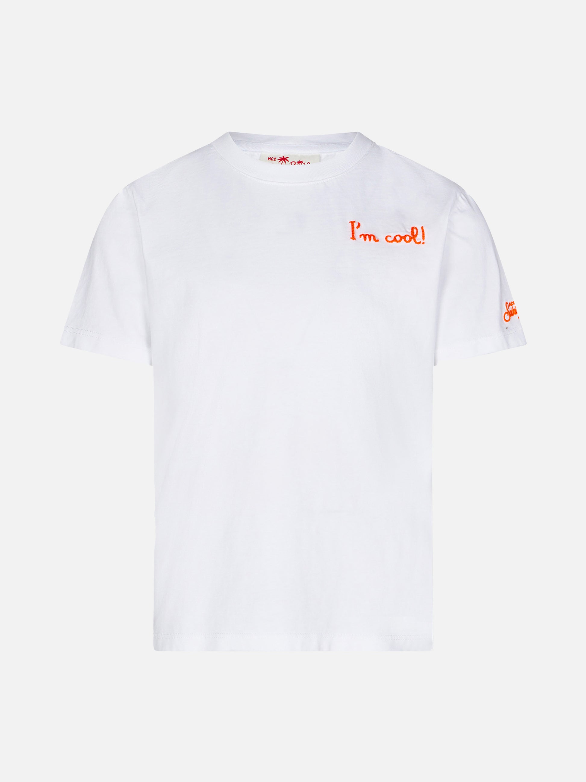 Boy cotton t-shirt with I'm cool front embroidery and Snoopy on the back | PEANUTS™ SPECIAL EDITION - MC2 Saint Barth