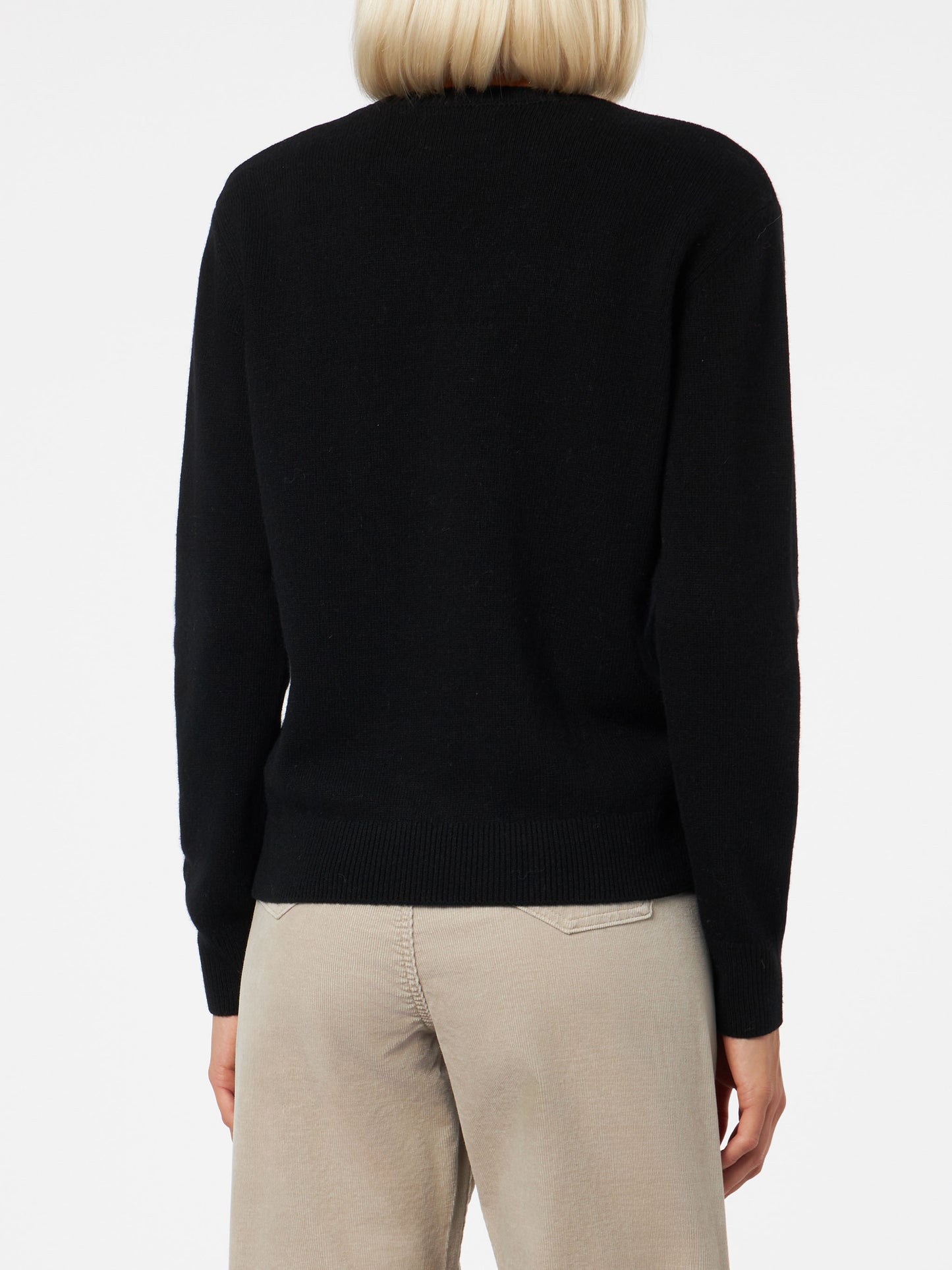 Woman crewneck black sweater with Snoopy and Woodstock print | SNOOPY PEANUTS™ SPECIAL EDITION