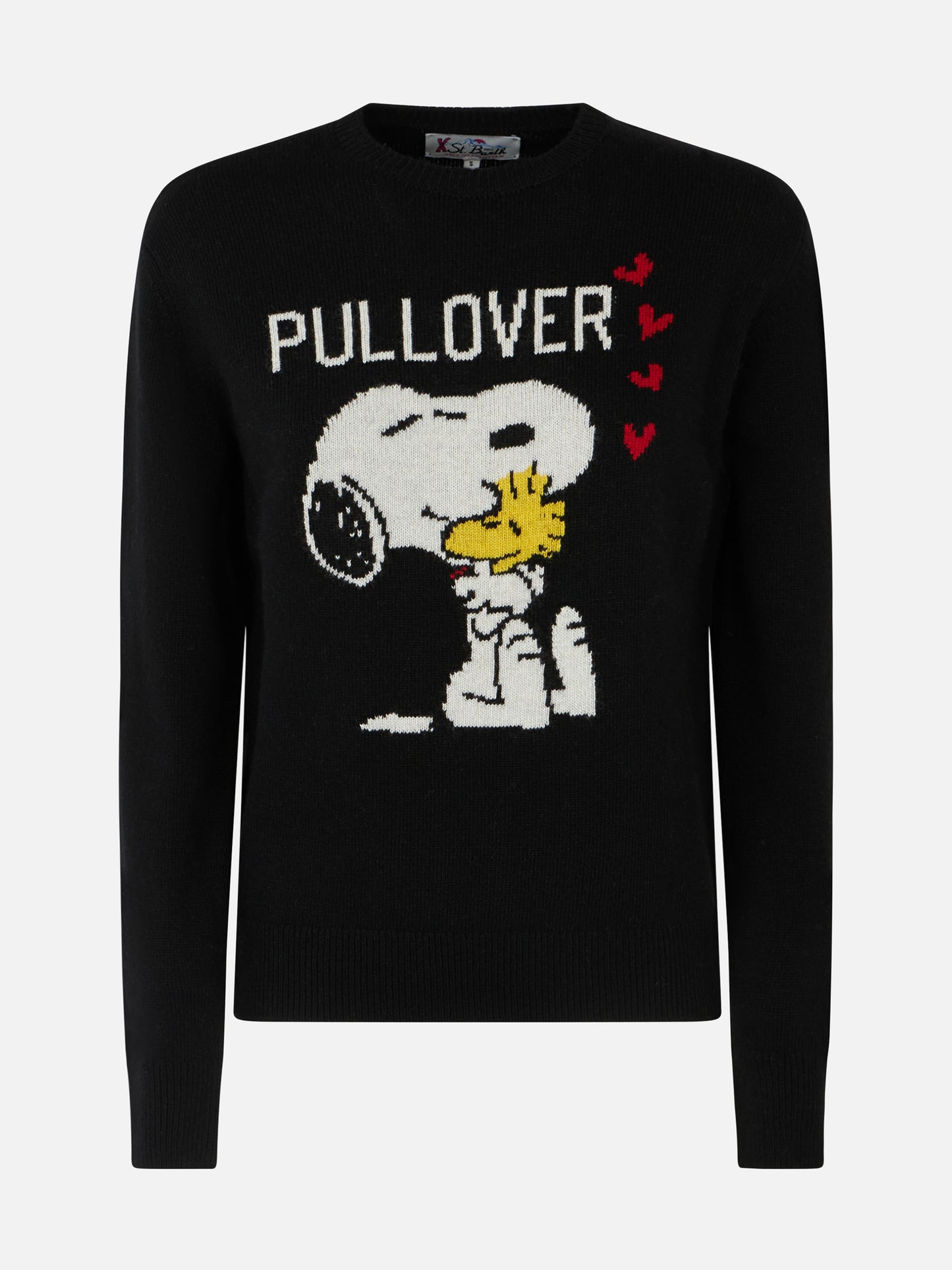 Woman crewneck black sweater with Snoopy and Woodstock print | SNOOPY PEANUTS™ SPECIAL EDITION
