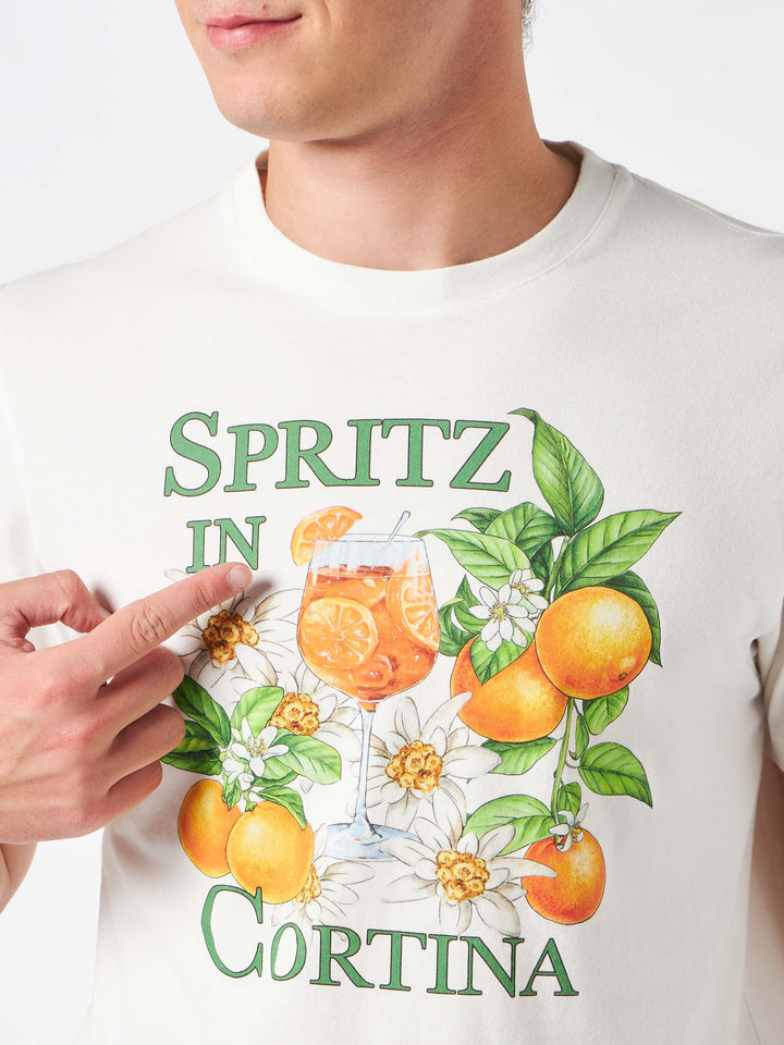 Man heavy cotton t-shirt with Spritz in Cortina print - MC2 Saint Barth