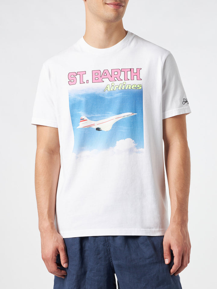 T-shirt da uomo in cotone con stampa St.Barth airlines