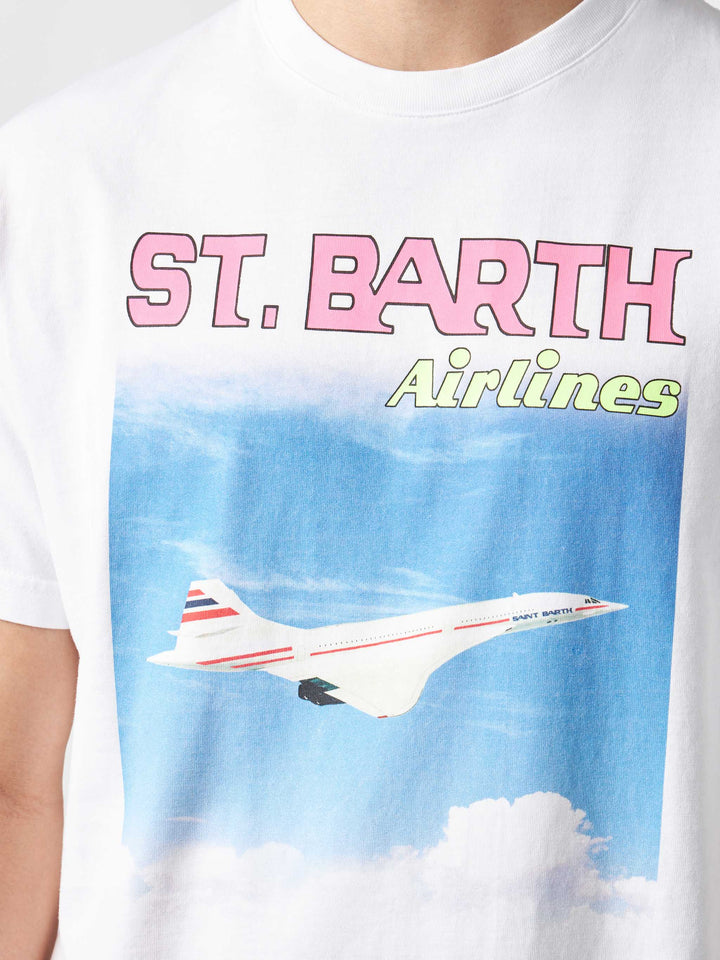 T-shirt da uomo in cotone con stampa St.Barth airlines