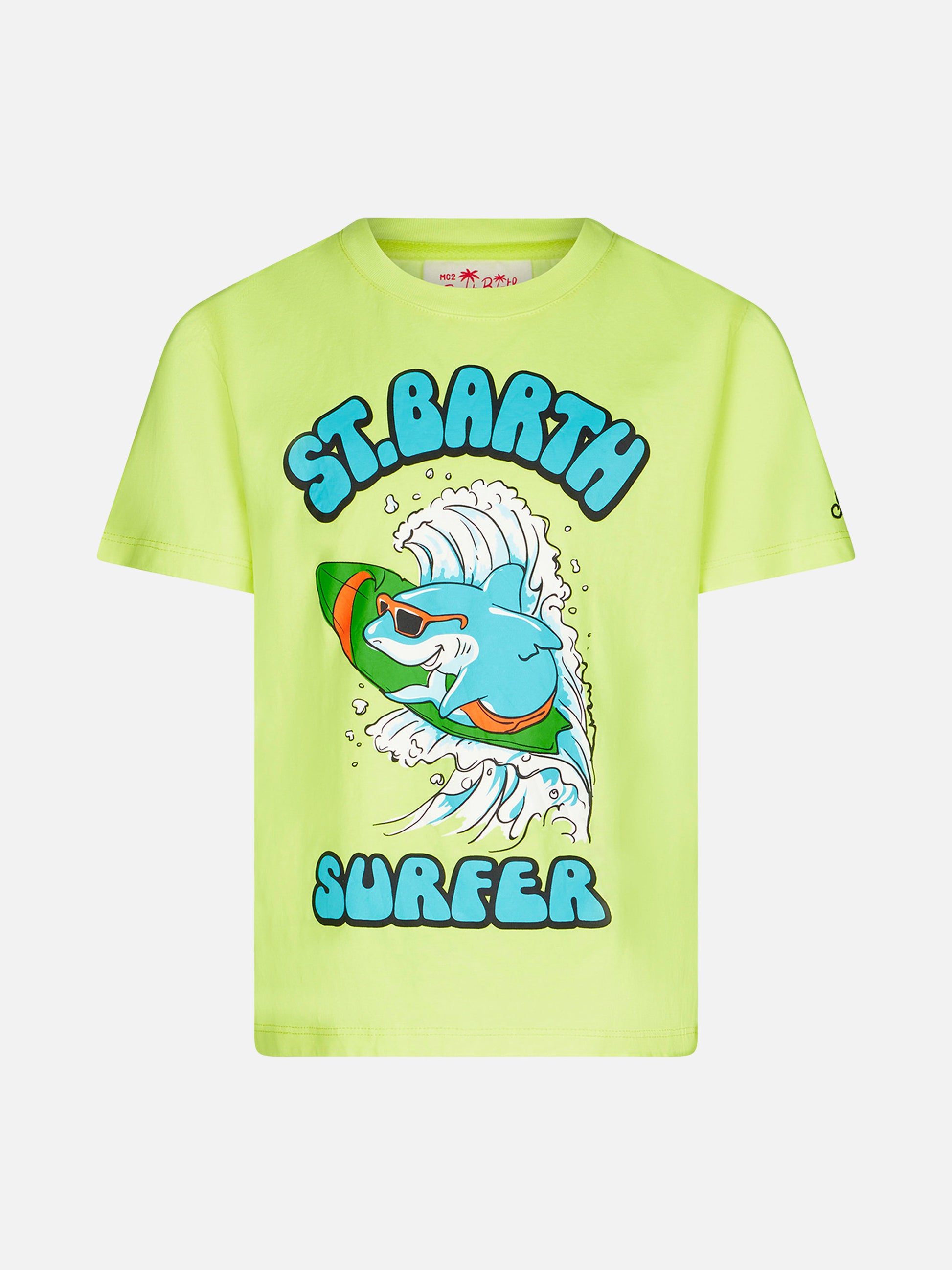 Boy cotton t-shirt with St. Barth Surfer print - MC2 Saint Barth