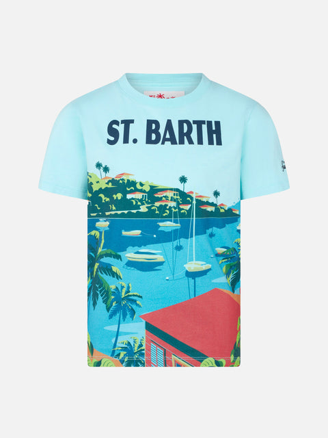 Boy cotton t-shirt with St. Barth postcard print - MC2 Saint Barth