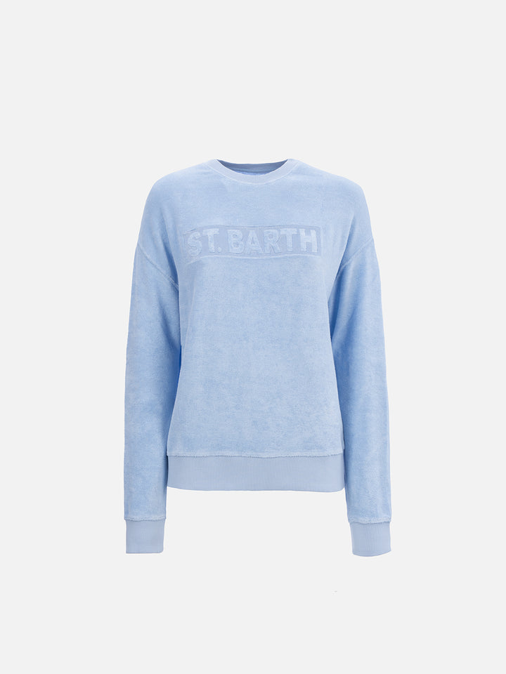 Damen-Sweatshirt Stardust aus hellblauem Frottee-Baumwollstoff 