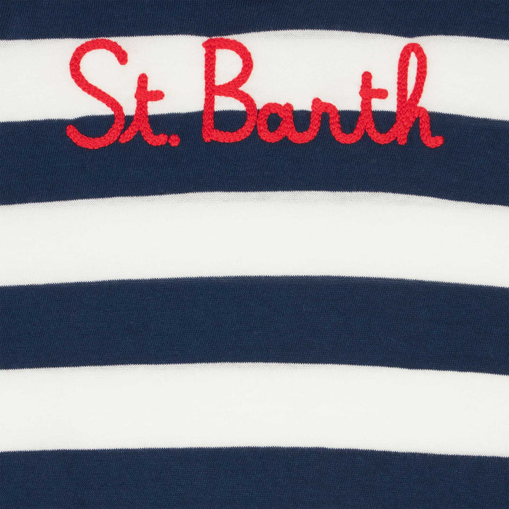 Boy blue striped t-shirt with St. Barth embroidery - MC2 Saint Barth