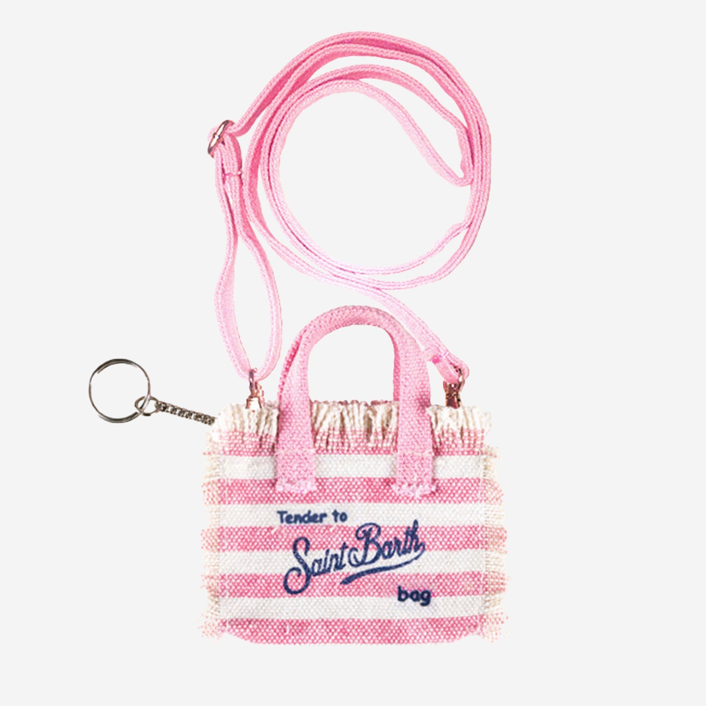 Pink striped cotton canvas Key Holder - MC2 Saint Barth