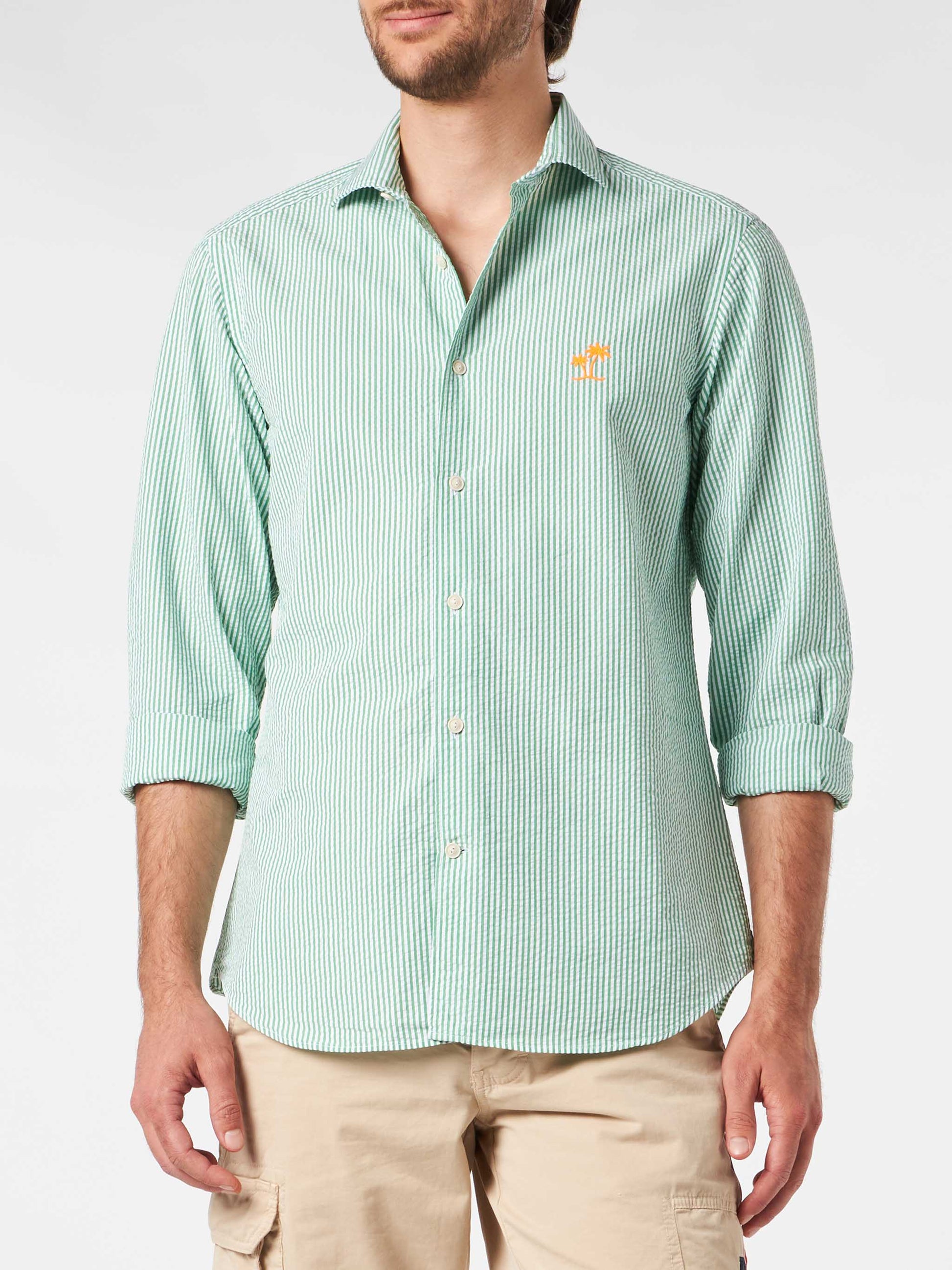 Man seersucker striped Pamplona shirt - MC2 Saint Barth