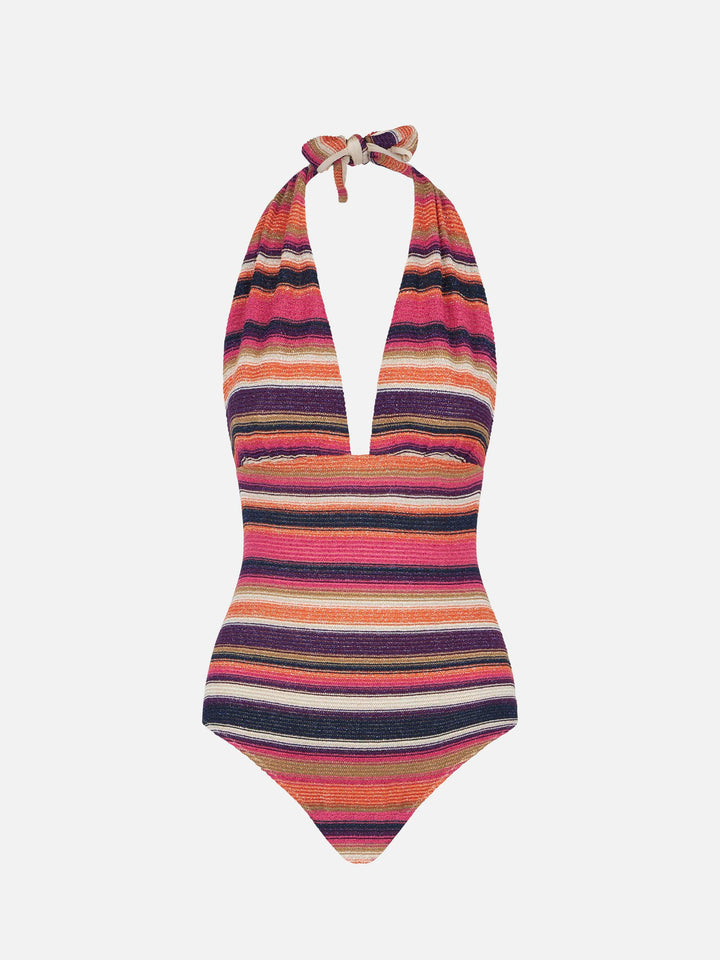 Multicolor striped violet knitted pattern one piece - MC2 Saint Barth
