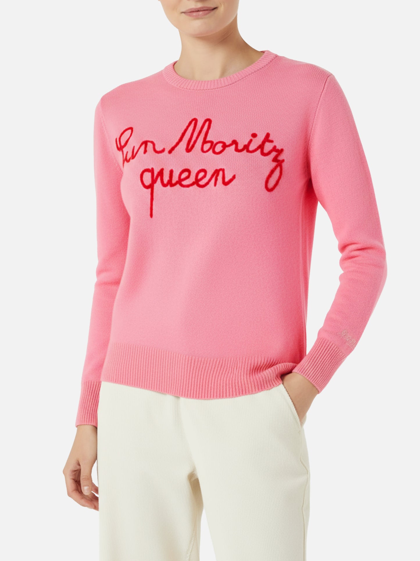 Woman sweater with Sun Moritz Queen embroidery