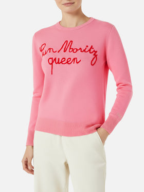 Woman sweater with Sun Moritz Queen embroidery