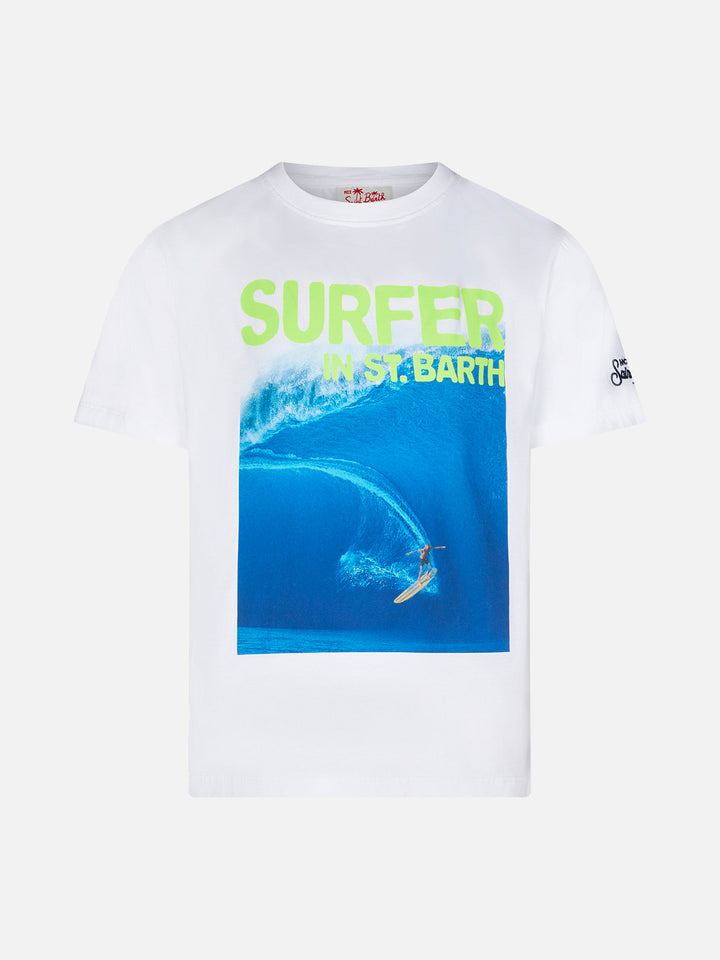 Boy cotton t-shirt with Surfer in St. Barth print - MC2 Saint Barth