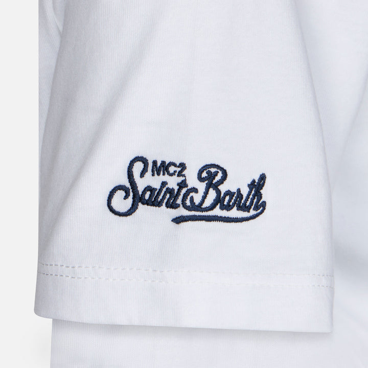 Boy cotton t-shirt with Surfer in St. Barth print - MC2 Saint Barth