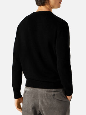 Schwarzer Herrenpullover mit Schriftzug