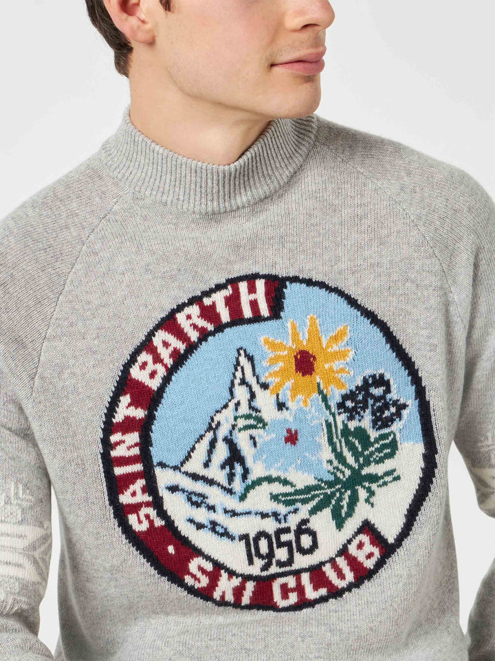 Half-turtleneck sweater Davos with Matterhorn jacquard - MC2 Saint Barth
