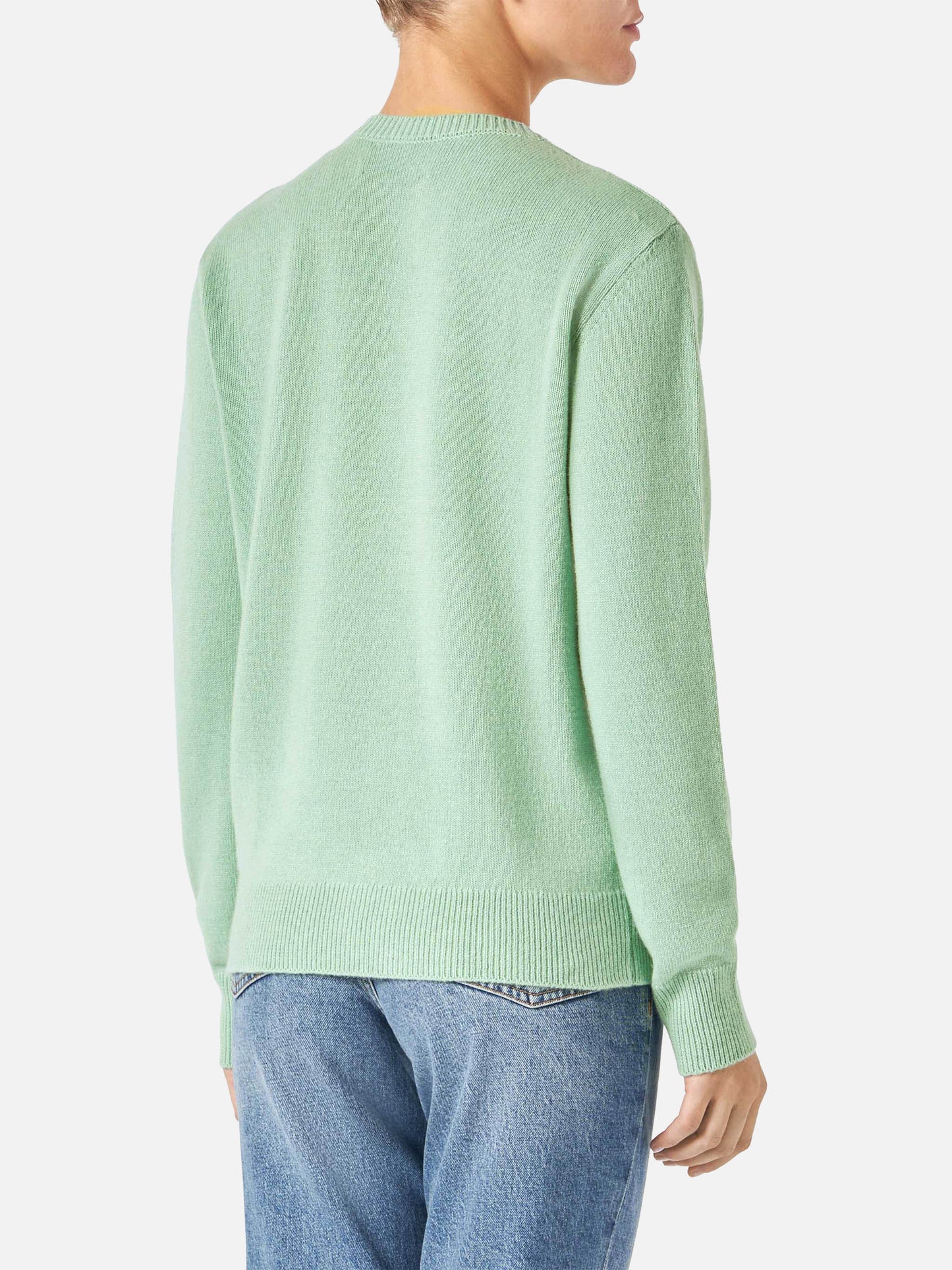 Maglione da donna verde con jacquard Vorrei non vorrei