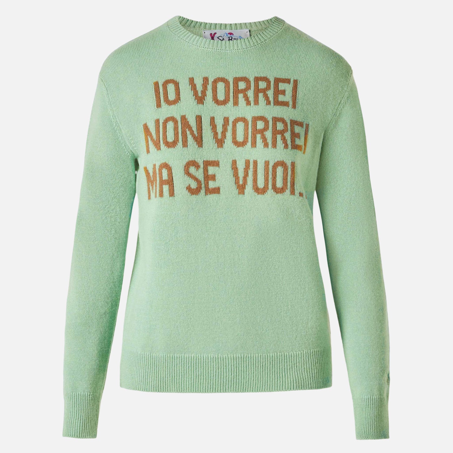 Maglione da donna verde con jacquard Vorrei non vorrei