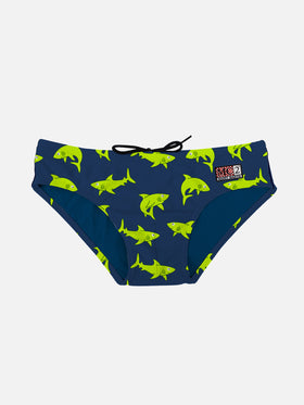 Boy swim briefs with sharks all over print - MC2 Saint Barth