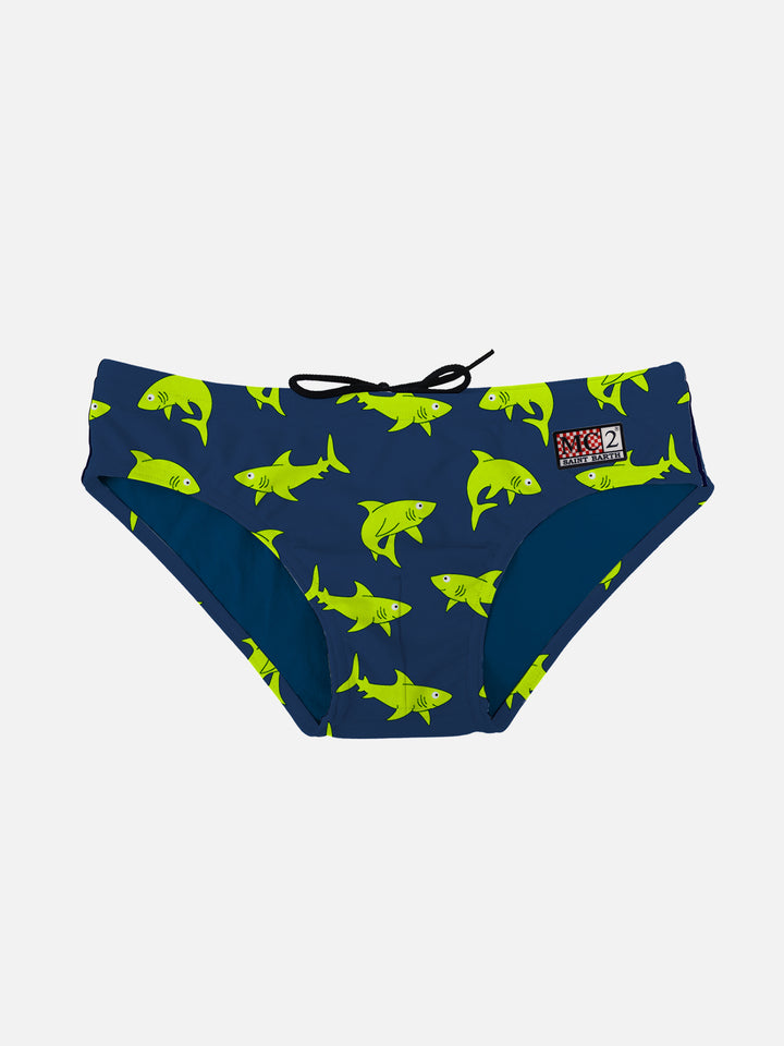 Boy swim briefs with sharks all over print - MC2 Saint Barth