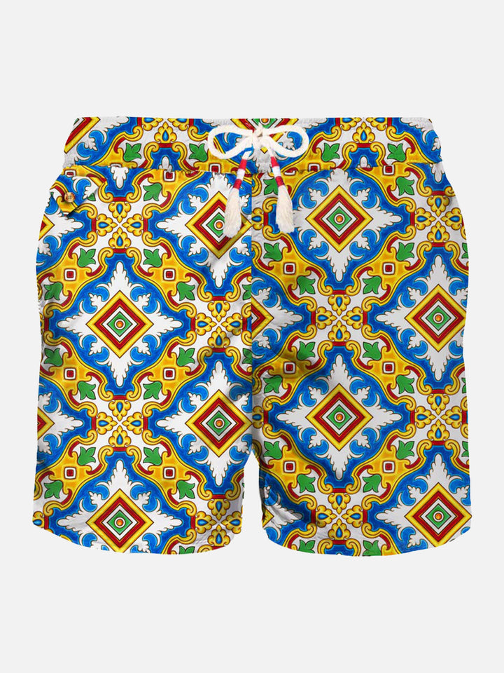Man light fabric swim shorts with majolica print - MC2 Saint Barth