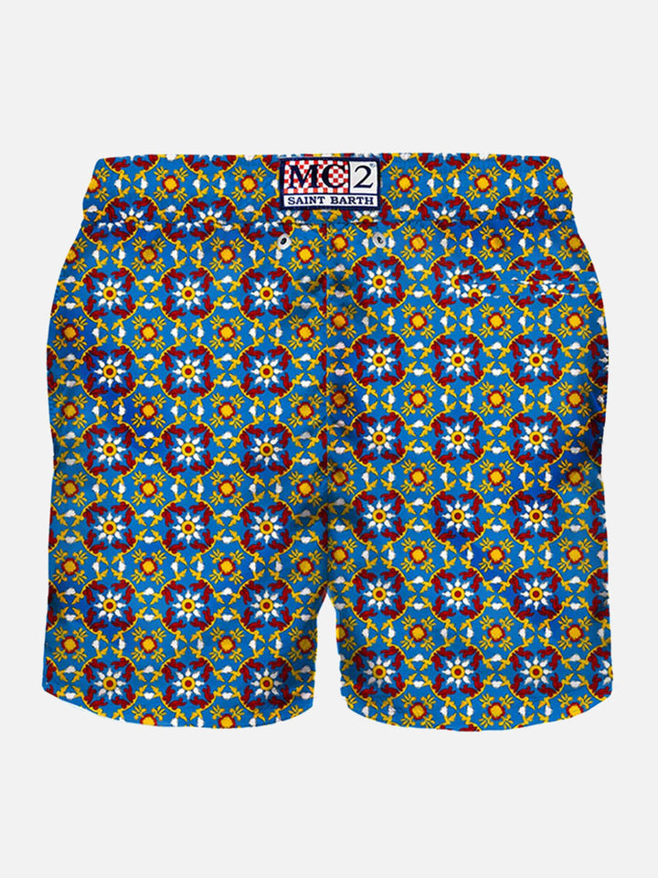 Man light fabric swim shorts with pattern - MC2 Saint Barth