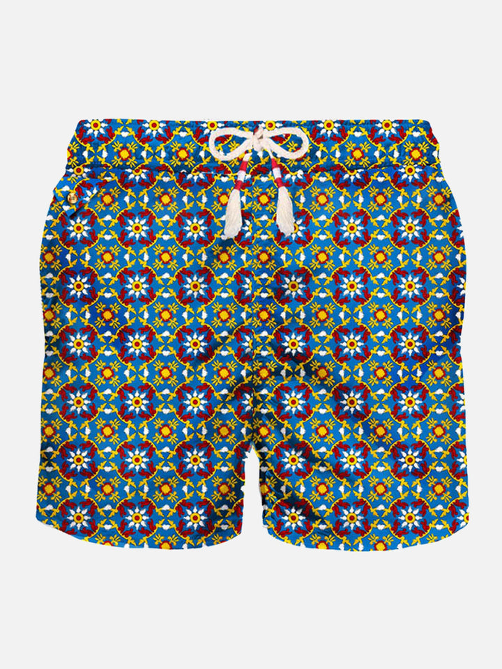 Man light fabric swim shorts with pattern - MC2 Saint Barth