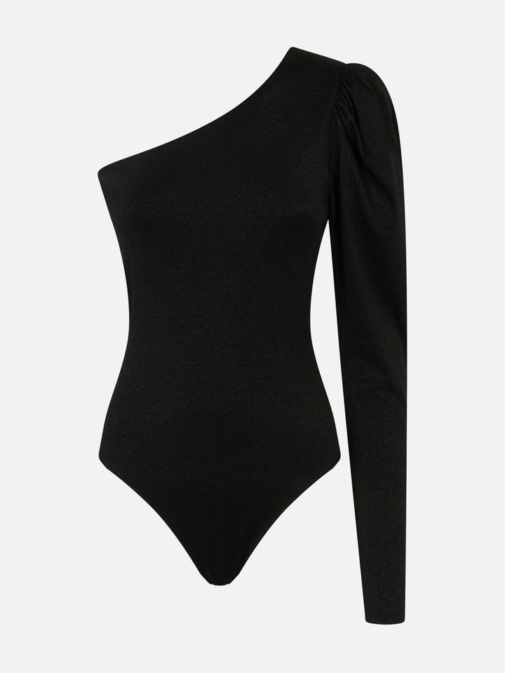 Knitted glitter black one shoulder swimsuit / bodywear - MC2 Saint Barth