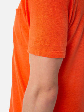 Man orange linen jersey t-shirt - MC2 Saint Barth