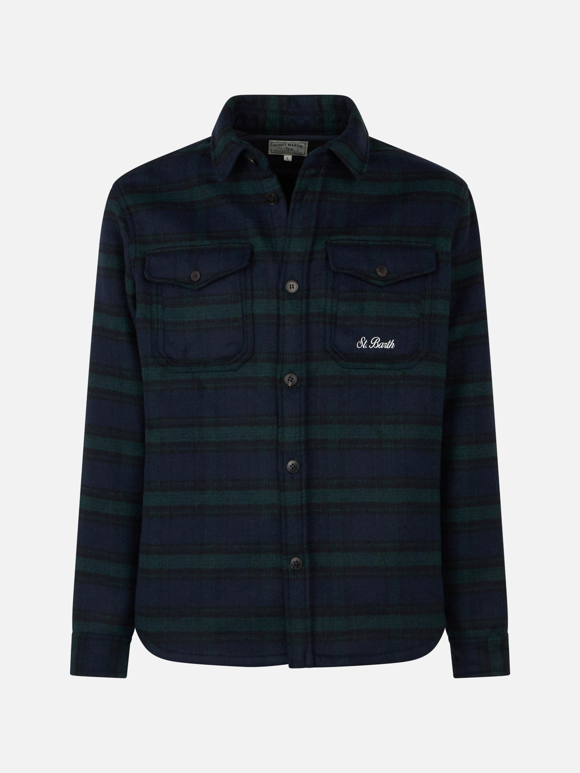 Man wooly tartan overshirt with pockets and patches - MC2 Saint Barth
