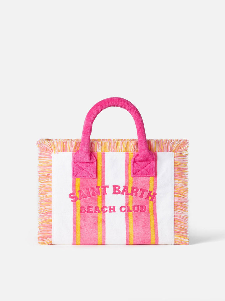 Colette striped terry handbag with Saint Barth Beach Club embroidery
