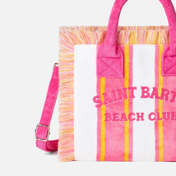 Colette striped terry handbag with Saint Barth Beach Club embroidery
