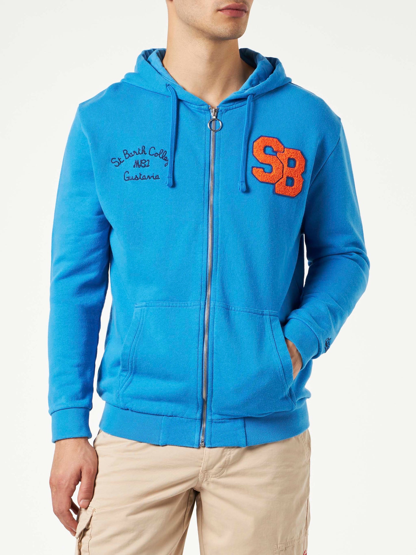 Man cotton sweatshirt with patch and embroidery - MC2 Saint Barth