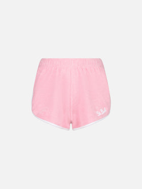 Woman pink terry shorts with piping | MELISSA SATTA SPECIAL EDITION - MC2 Saint Barth
