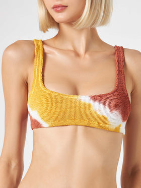 Damen-Badeanzug mit Bralette-Oberteil in Crinkle-Optik