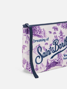 Aline Wollpochette mit winterlichem Toile de Jouy-Print
