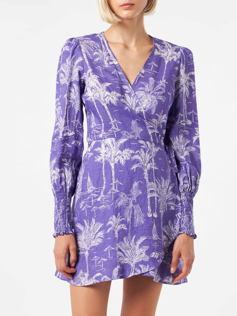 Linen short dress Brilly with toile de jouy print - MC2 Saint Barth