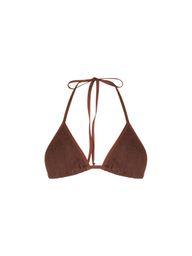 Woman brown crinkle triangle top swimsuit - MC2 Saint Barth